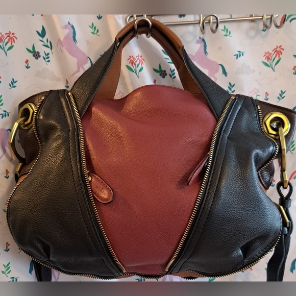 EUC Y2K orYANY Colorblock Smooth Leather Hobo Boho Crossbody Shoulder Purse Bag - Picture 1 of 16
